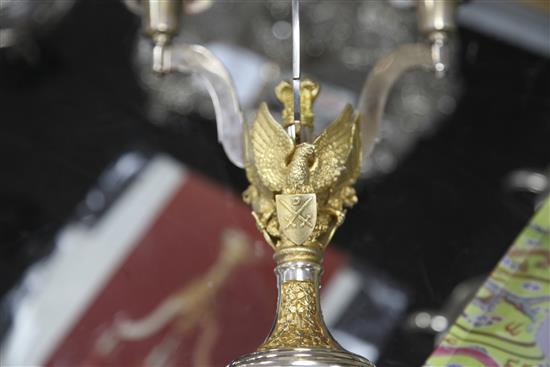 A George V silver three piece pedestal tea set, Alexander Clark & Co Ltd, gross 39 oz.
